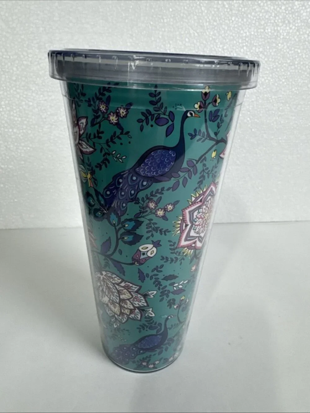 Vera Bradley Peacock Garden 24oz Travel Tumbler No Straw Acrylic Outlet
